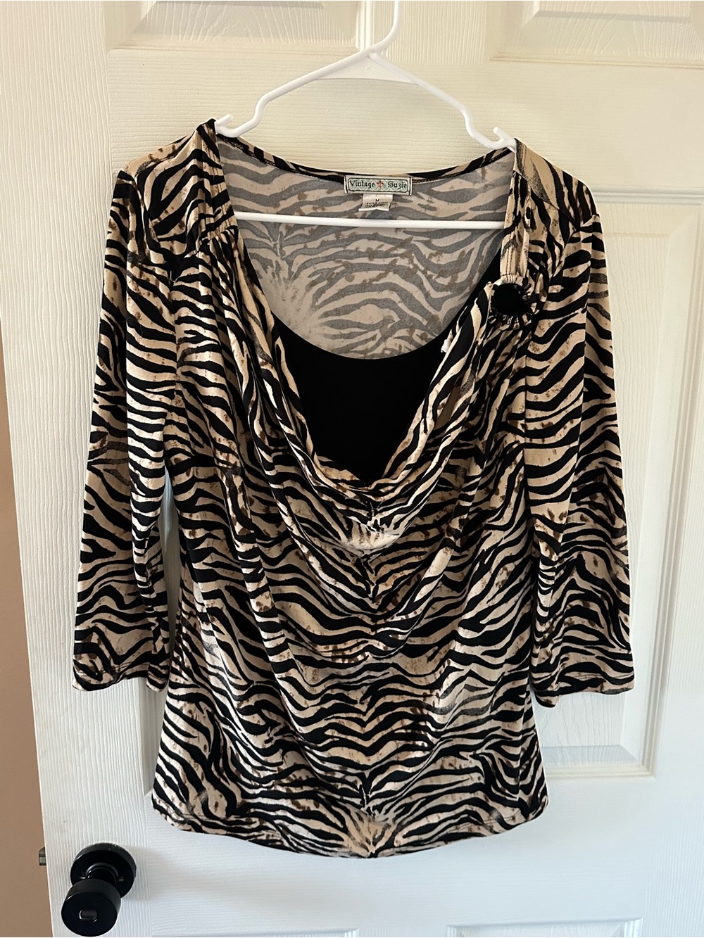 Zebra Print Blouse Medium Shirt Vintage Suzie